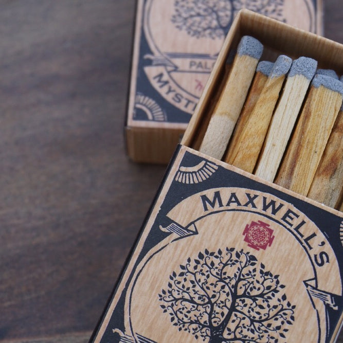 Handcrafted sustainable Palo Santo wood matches for energy clearing and meditation. Long-lasting and with a sweet aroma, our matches are perfect for lighting candles or smudging
