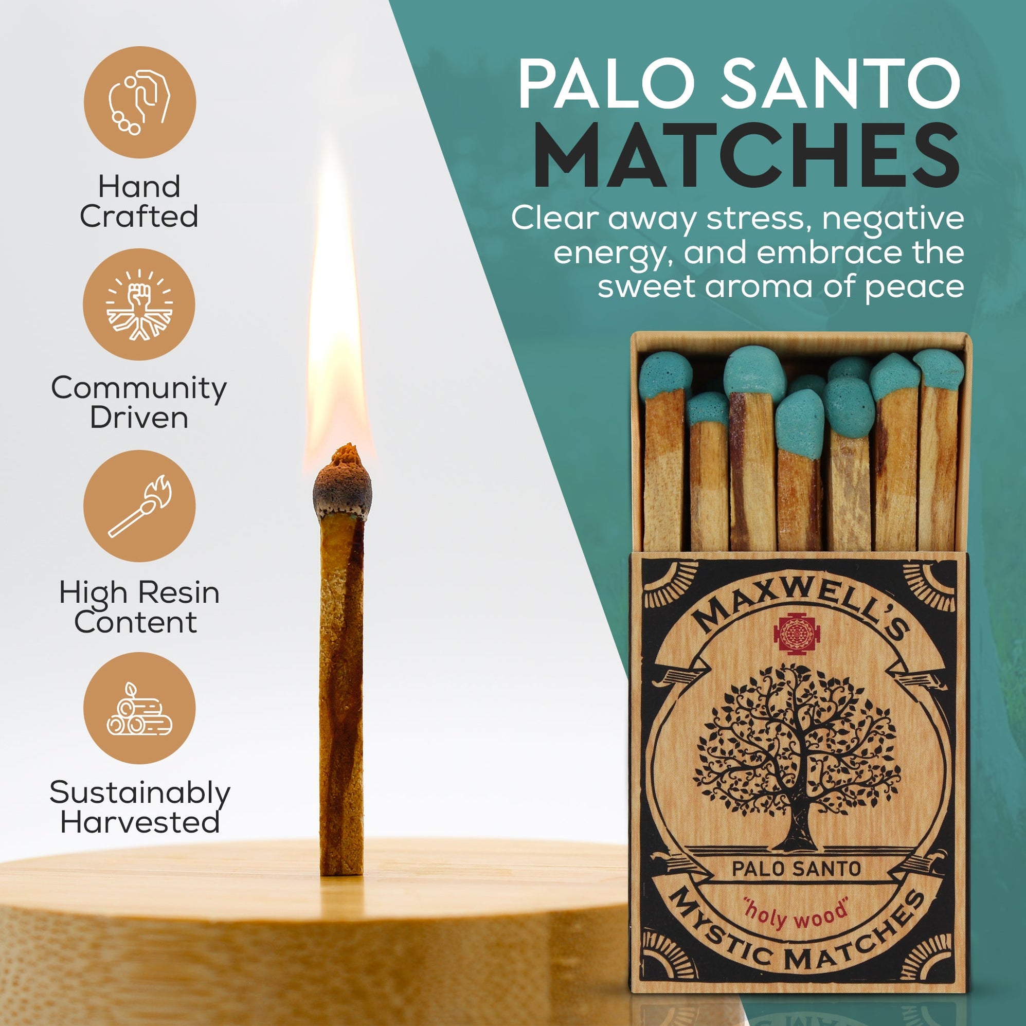 Ethically Harvested Palo Santo Matches Maxwell's Mystic Market